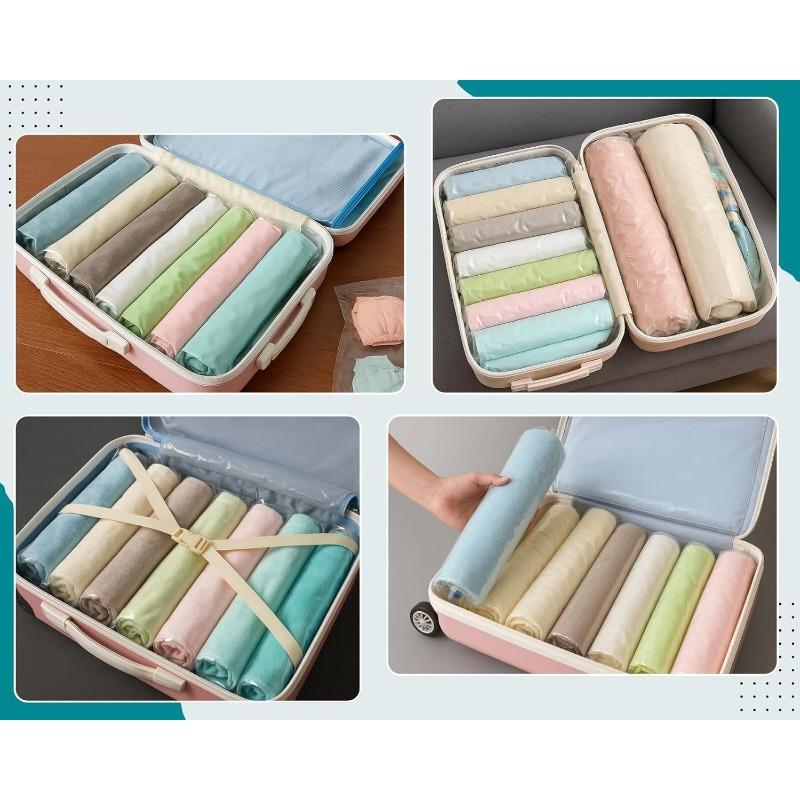 Compression Bags for Travel Space Saver Vacuum Storage Bags No Pump Needed for Clothes Luggage Home Organizer Cruise Camping Accessories