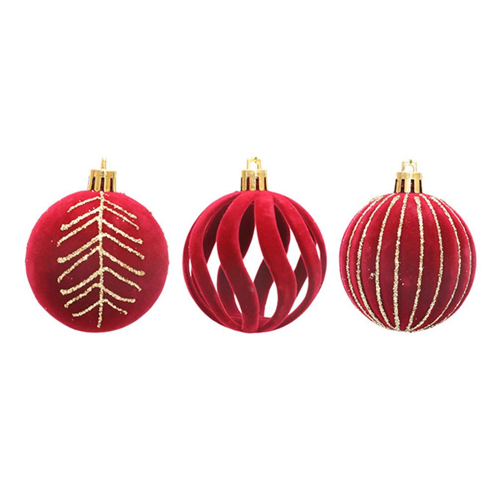 Decorative Hanging Balls Flocking Painted Balls Holiday Ornaments 6cm Diameter Hanging Ornaments Sturdy Hanging Loop Design