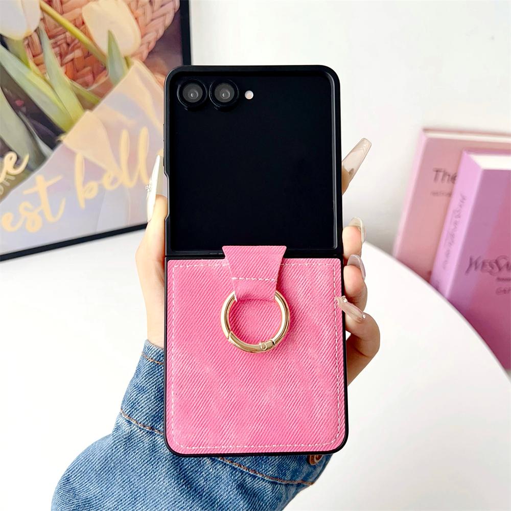 

Leather Cowboy Pattern Phone Case for Samsung Galaxy Z Flip 7 6 5 4 3 Flip7 FE ZFlip7 ZFlip6 Hard Back Cover with Ring Bracket Galaxy Z Flip7 FE рожевий