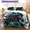 3pcs Custom Name Horse Bedding Set Duvet Cover Closure Includes 1 Duvet Cover & 2 Pillowcases, Soft and Comfortable for All Seasons.