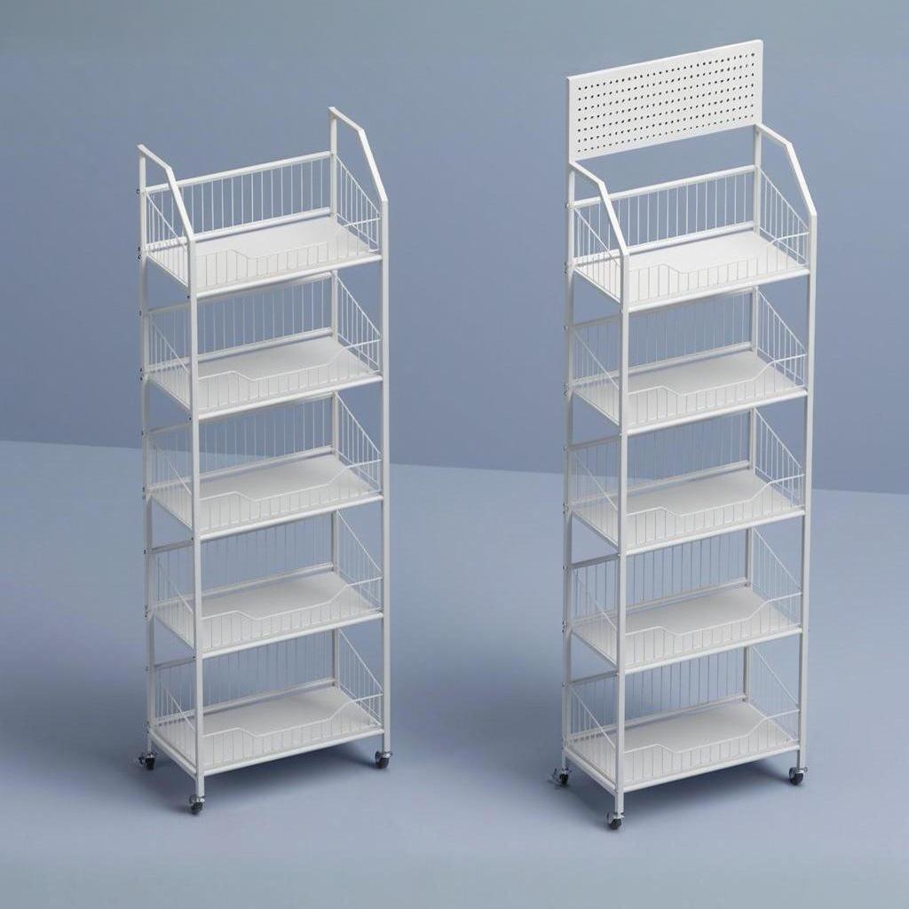 Freestanding Multilayer Snack & Beverage Display Rack for Convenience and Home Use