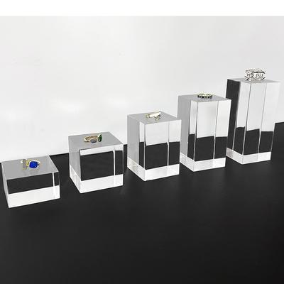 5pcs Transparent Acrylic Column Display Stand 3D Square for Dessert Cake Merchandise Cosmetics Jewelry Bases Decor Accessories
