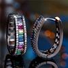 Charm Female Rainbow Zircon Stone Hoop Earrings Fashion Rose Gold Color Wedding Jewelry For Women