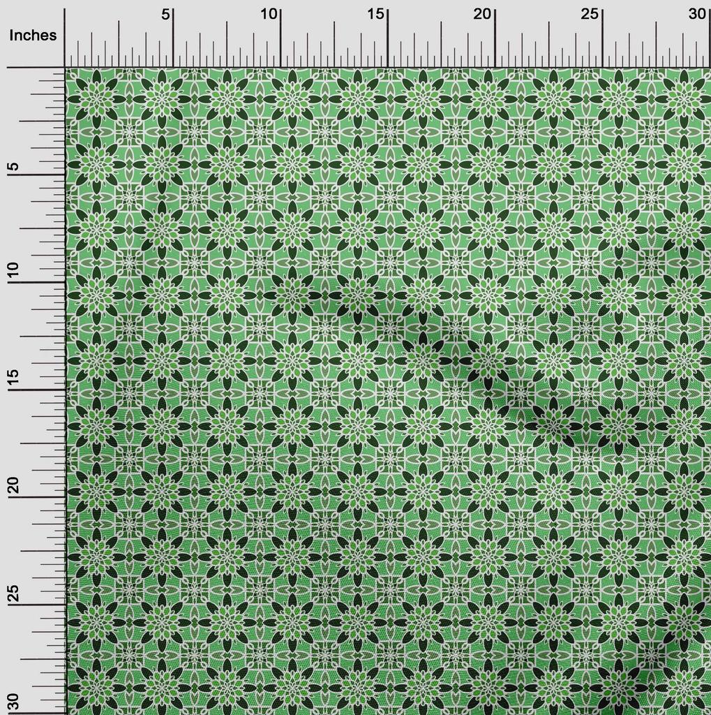 oneOone Cotton Poplin Green Fabric Arabic Moroccan Dress Material Fabric Print Fabric By The Yard 42 Inch