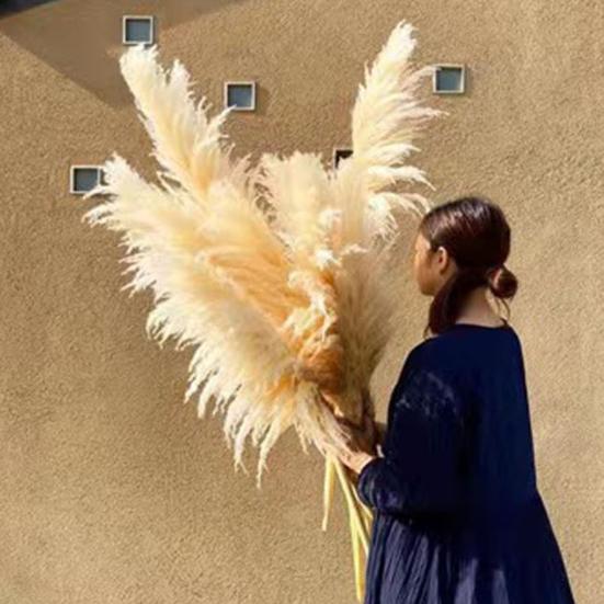 Yousheng 1/2/3/4/5Pcs Artificial Pampas Grass Bohemia Realistic Fluffy Fake Dried Grass Home Office Wedding Party Table Centerpiece Boho Decor
