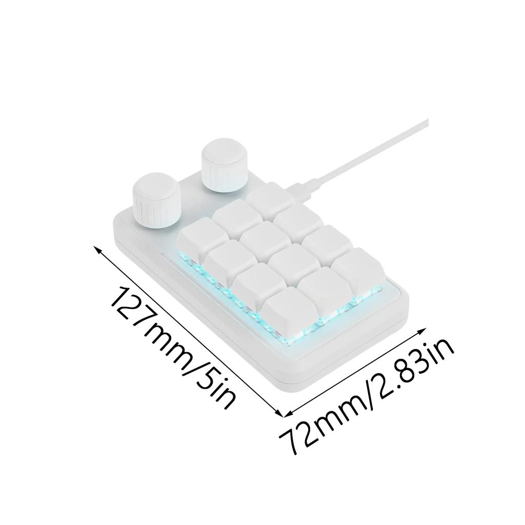 Programmierbare mechanische Mini-Gaming-Tastatur mit 12 Tasten, Doppelknöpfen und RGB-Beleuchtung, Typ-C-Kabel