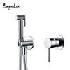 Chrome Toilet Bidet Sprayer Hot and Cold Water Single Handle Single Handheld Holder Widespread Wall Mounted 120CM Rubber Hose