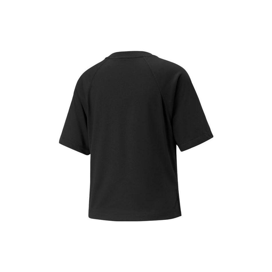 Puma Solid Color Logo Round Neck Short Sleeve T-Shirt Women tops Black 675596-01