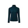 MONPLISSE [Women'S] Jersey Stripe High-Neck Pleated T-Shirt (Green)