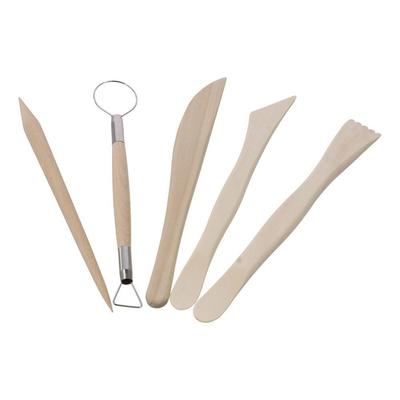 Double-sided Tool 5-piece Set Clay Sculpture Modeling Clay Engraving Kit Plastic Tools Art Supplies Wooden Handle Trimming