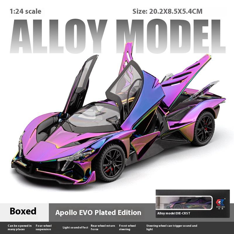 1/24 Scale Alloy Apollo EVO Electroplating Supercar Model Collection Ornament Simulation Apollo EVO Toy Car Model Suitable for Boys Birthday Gift