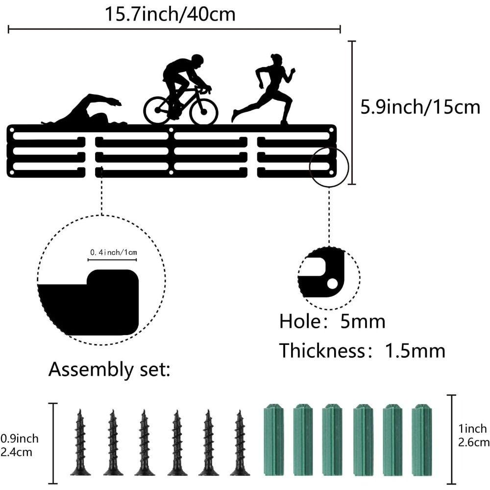Metal Wall Mounted Medal Holder Trophy Rack for Cycling Swimming Running Awards