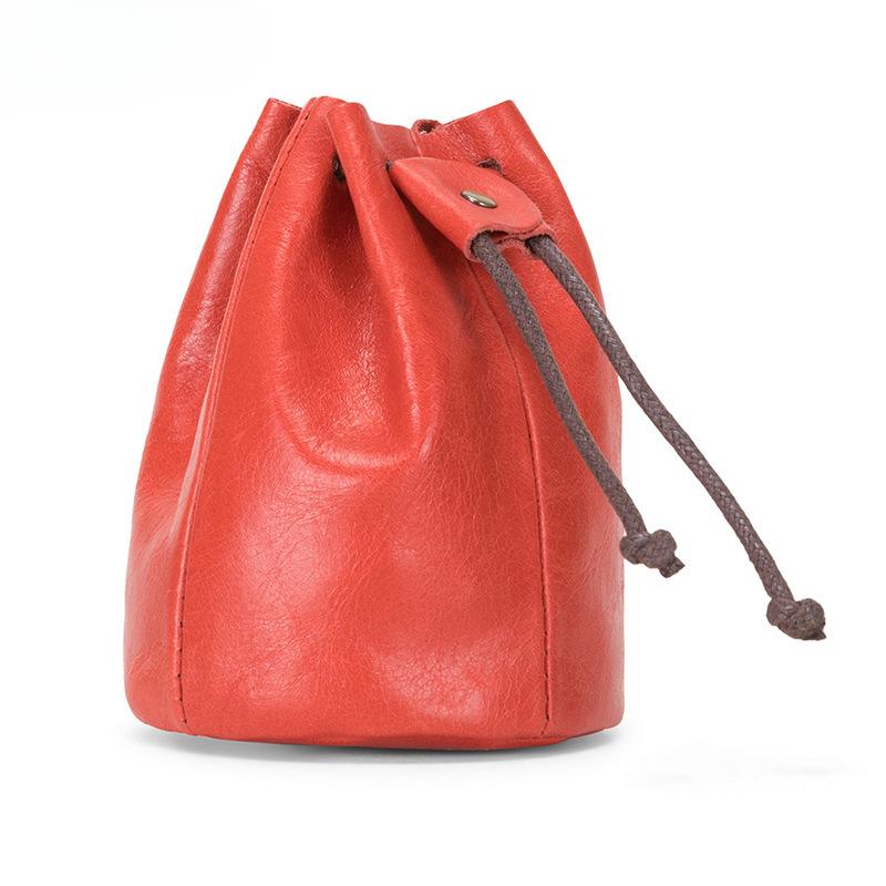 Small Wallet Mini Small Bag Drawstring Loose Change Storage Bag Wallet Genuine Leather Mini Coin Purse