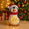 Lighted Christmas Decoration Vintage Resin Snowman/Santa/Penguin Figurine with LED Light for Holiday Winter Table Centerpiece