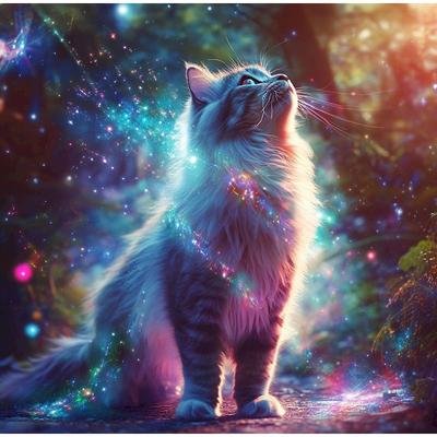 Diamond Embroidery Full Set Animal Diamond Painting Fantasy Cat Full Square Drill Diamond Mosaic Scenery Wall Decor