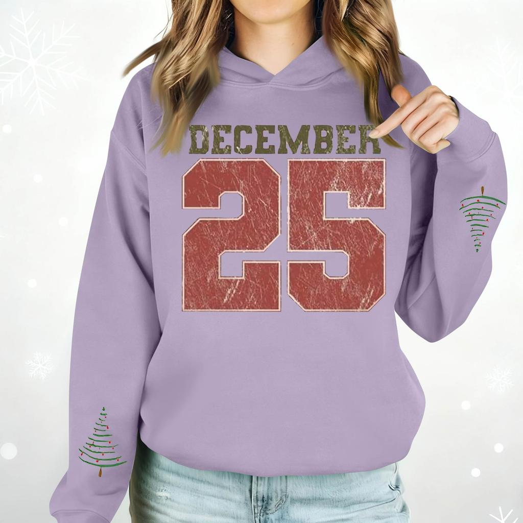 Damenmode Lässig Langarm Bedruckt Rundhals Kapuzenpullover Pullover Top