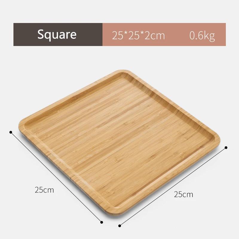 Japanese Style Bamboo Tea Tray Rectangular and Round Serving Trays Kitchen Platter Food Plate for Snacks Dessert and Breakfast