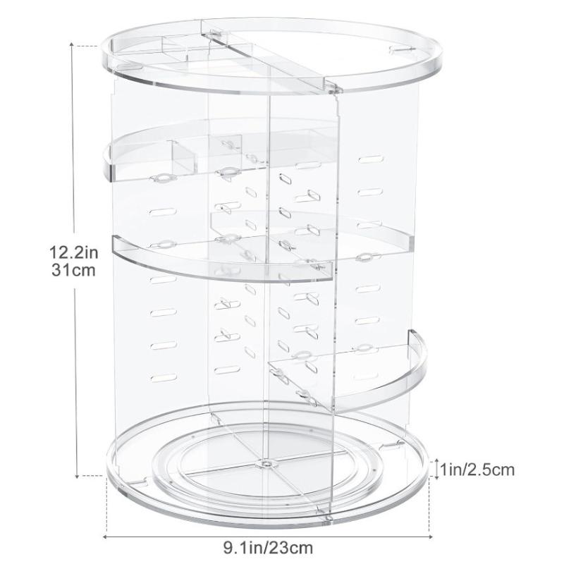Rotating Makeup Organizer Cosmetic Display Case With Brush Holder Perfume Tray Storage Carousel For Vanity Bathroom Countertop