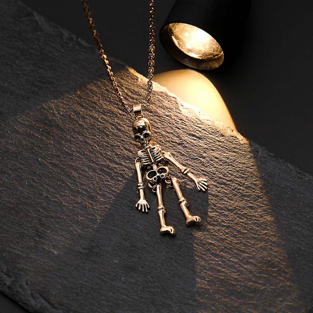 2 Stück Retro Skelett Punk Geist Halsketten Halloween Halskette für beste Freunde Paare Händchen halten Totenkopf Halsketten Geschenke