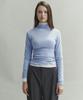 Soire Half Neck Ribbed Top - Skyblue