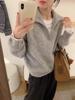 Women's Pure Wool Lapel Sweater, Autumn/Winter 2025, Thick Knit Loose POLO Collar Pullover.