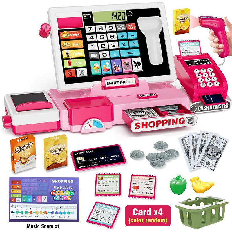 

Scanning Cash Register Calculator Coin Children S Food Store Simulation Supermarket Play House Game With Sound Kids Toy Sets Gifts