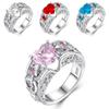 Elegant Women Ladies Rhinestone Princess Heart Shape Jewelry Wedding Ring