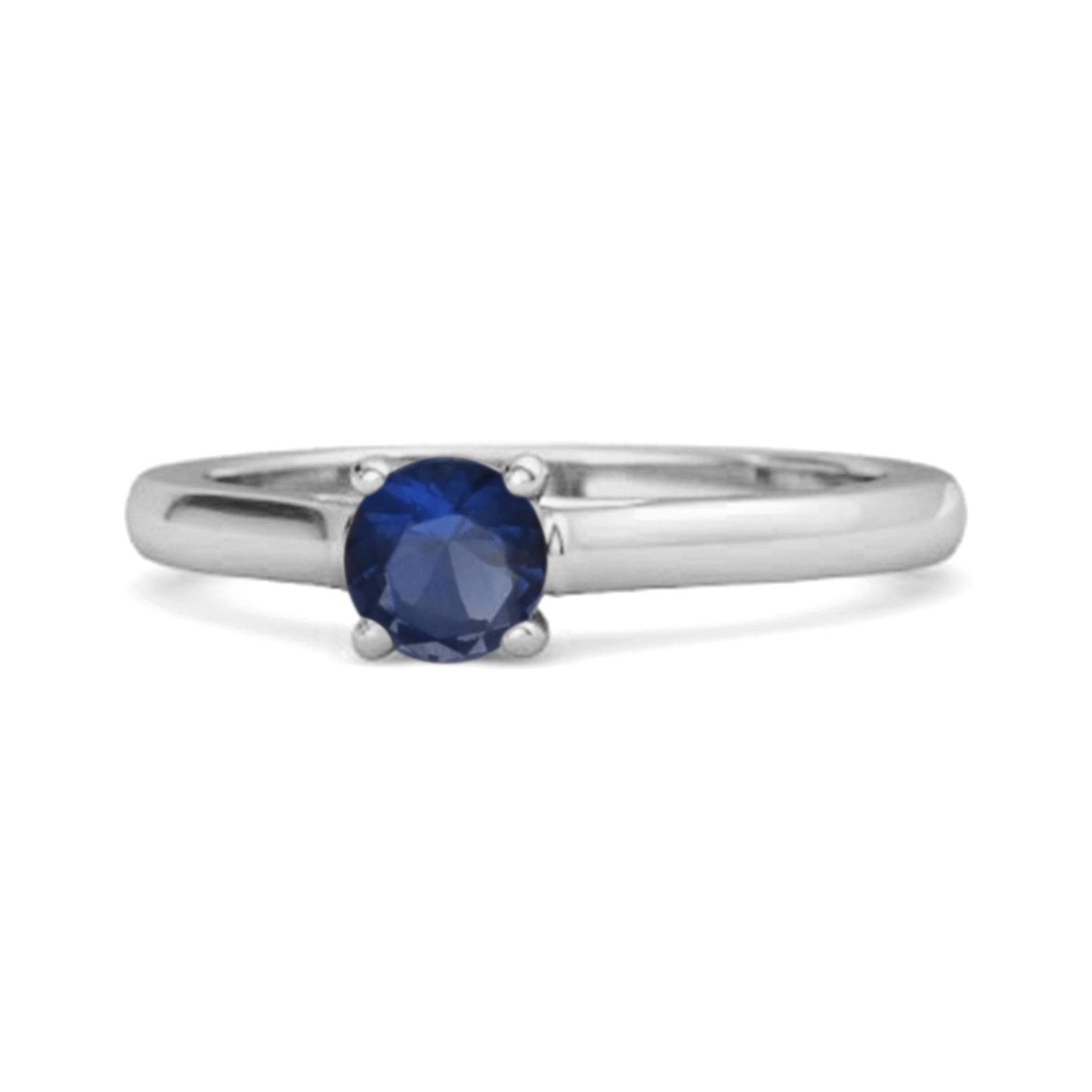 Solitaire Round Cut Blue Sapphire 925 Sterling Silver Promise Ring 9.5 белый