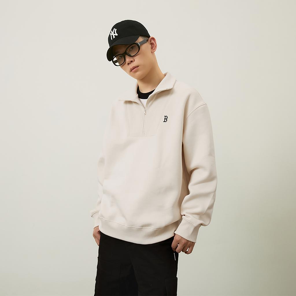 New MLB Boston Red Sox Basic Collection 24FW Sweatshirt Unisex Dark Cream 3AMTB0546-43CRD