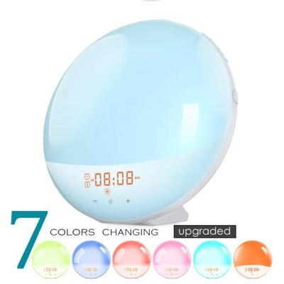 Wake Up Light Workday Alarm Clock with 7 Colors Sunset Night Light Smart Life Simulation Clock Nature Sounds FM Radio Clocks