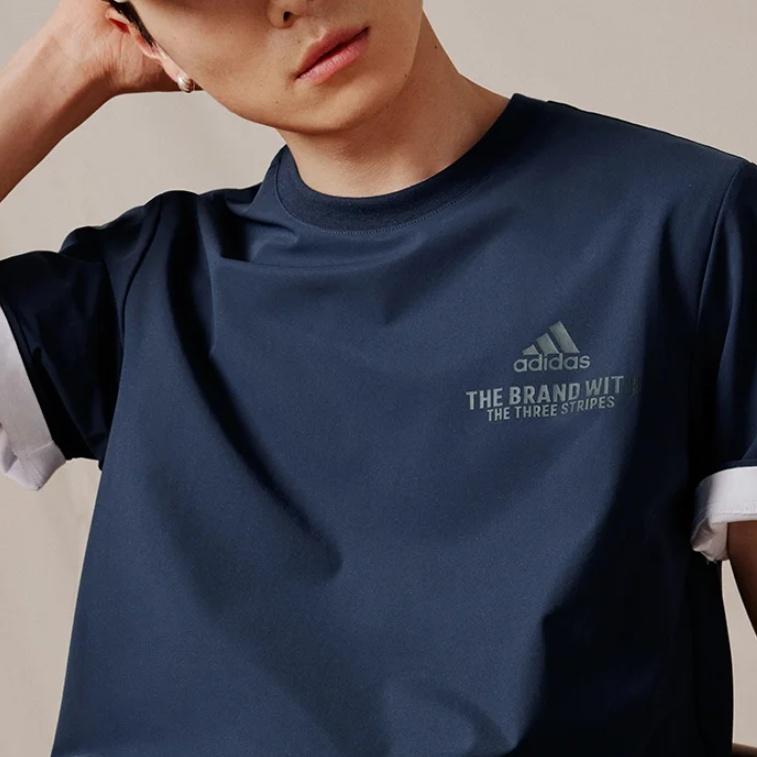 Adidas T Shirts Men's Navy Blue Crew Neck Moderate JD5750