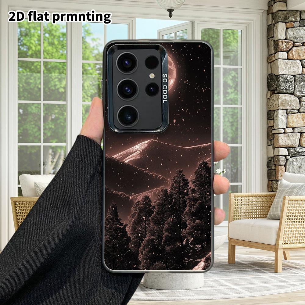 Phone Case: 2D Flat Samsung Galaxy A34 A35 M05 M06 S20 S22 S21 FE Plus 5G Protective Case, Couple Style, Full Moon Snow Mountain, Christmas and Hallow