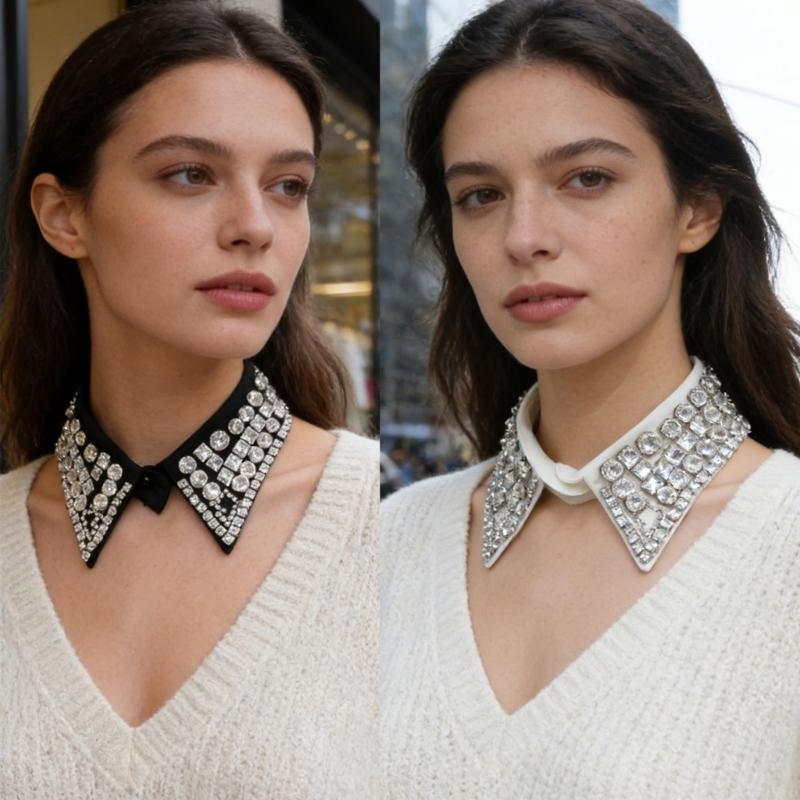 Fashion Beadwork Detachable Collar Removeable Faux Collar Easy Wear Neckwear for Women Various Occasion and Outfit