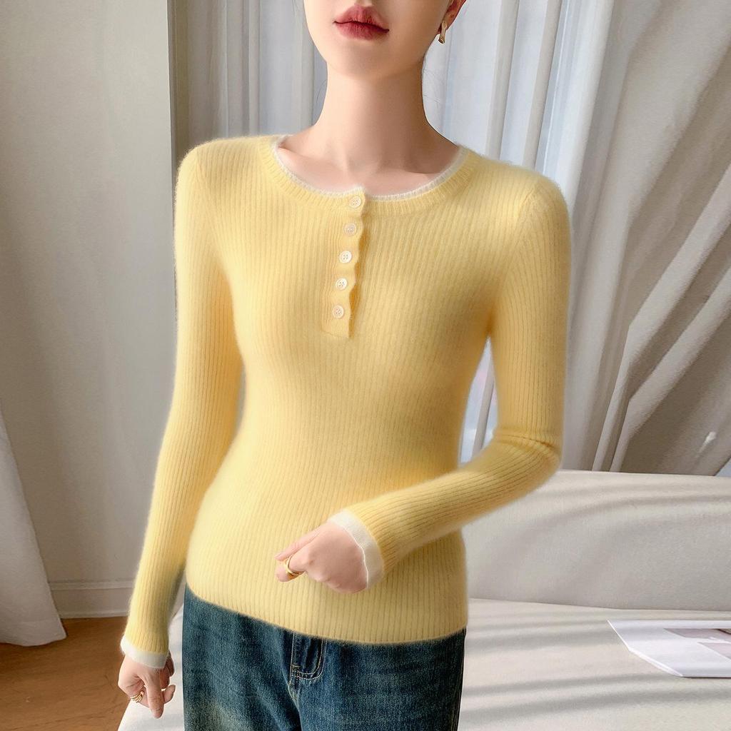 Versatile Women's Slim Fit Striped Cashmere Knit Pullover Sweater