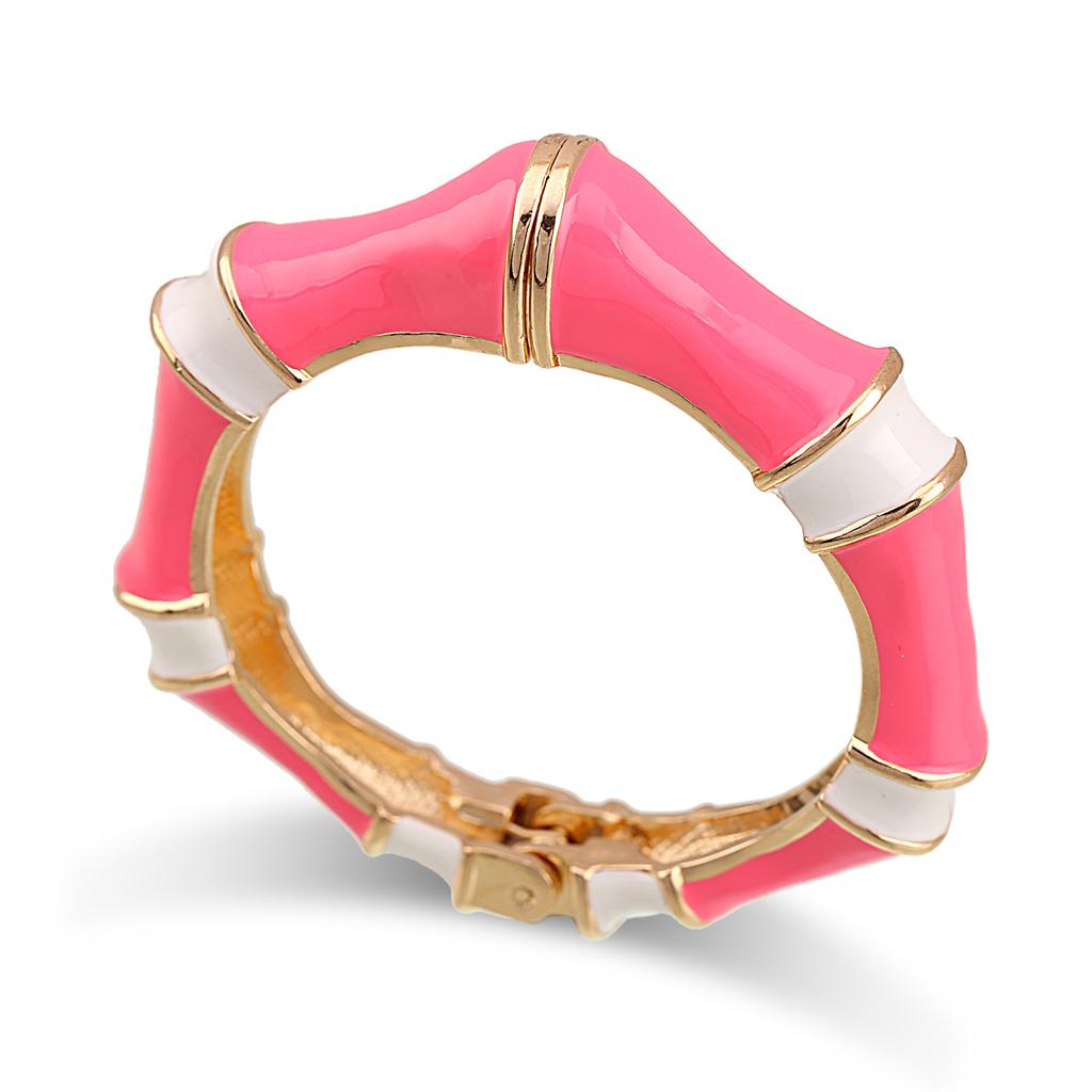 New Fashion Statement Colorful Bangle Cuff Bracelet Gold Plated Handmade Enameled Bamboo Bangle for Women Girls Party Jewelry