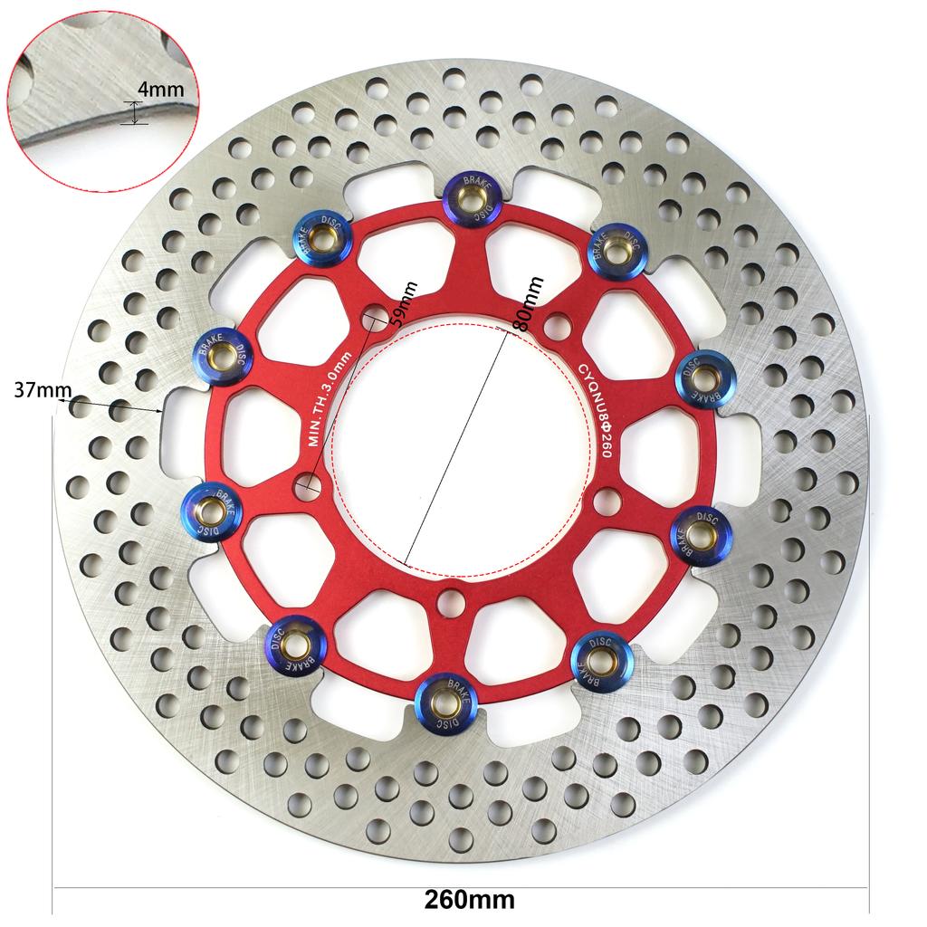 Brake Disc Rotor Motorcycle CNC Aluminum 260mm 3 Hole 5 Hole Pitching 70mm 59mm Floating Disc for Yamaha BWS WISP Motorbike