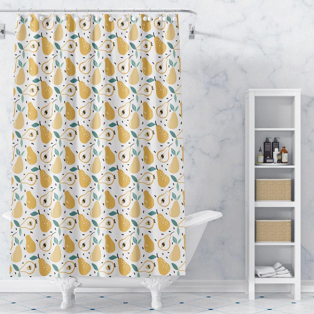 A Variety of Fruits Washable Dirt-Resistant Shower Curtain Shower Head Waterproof Polyester Bath Curtain For Home Decor