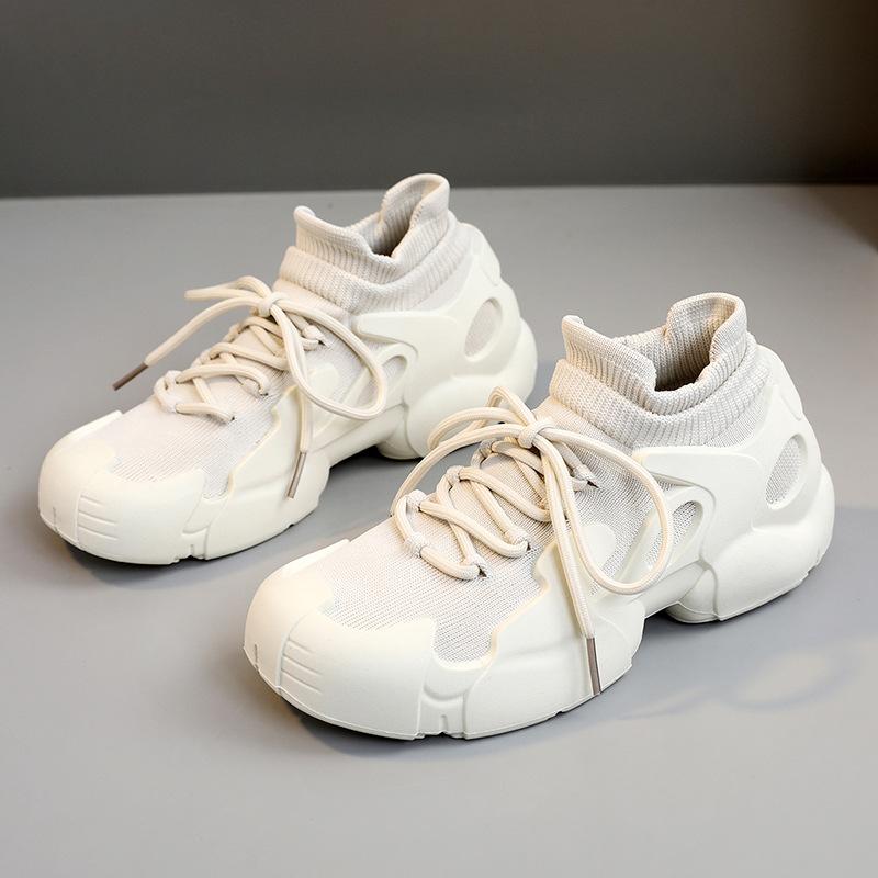 

Женские однотонные кроссовки на платформе весна-лето на толстой подошве с увеличенной высотой, белые, популярные туфли с дышащей сеткой 35-40 40 покинуть белый