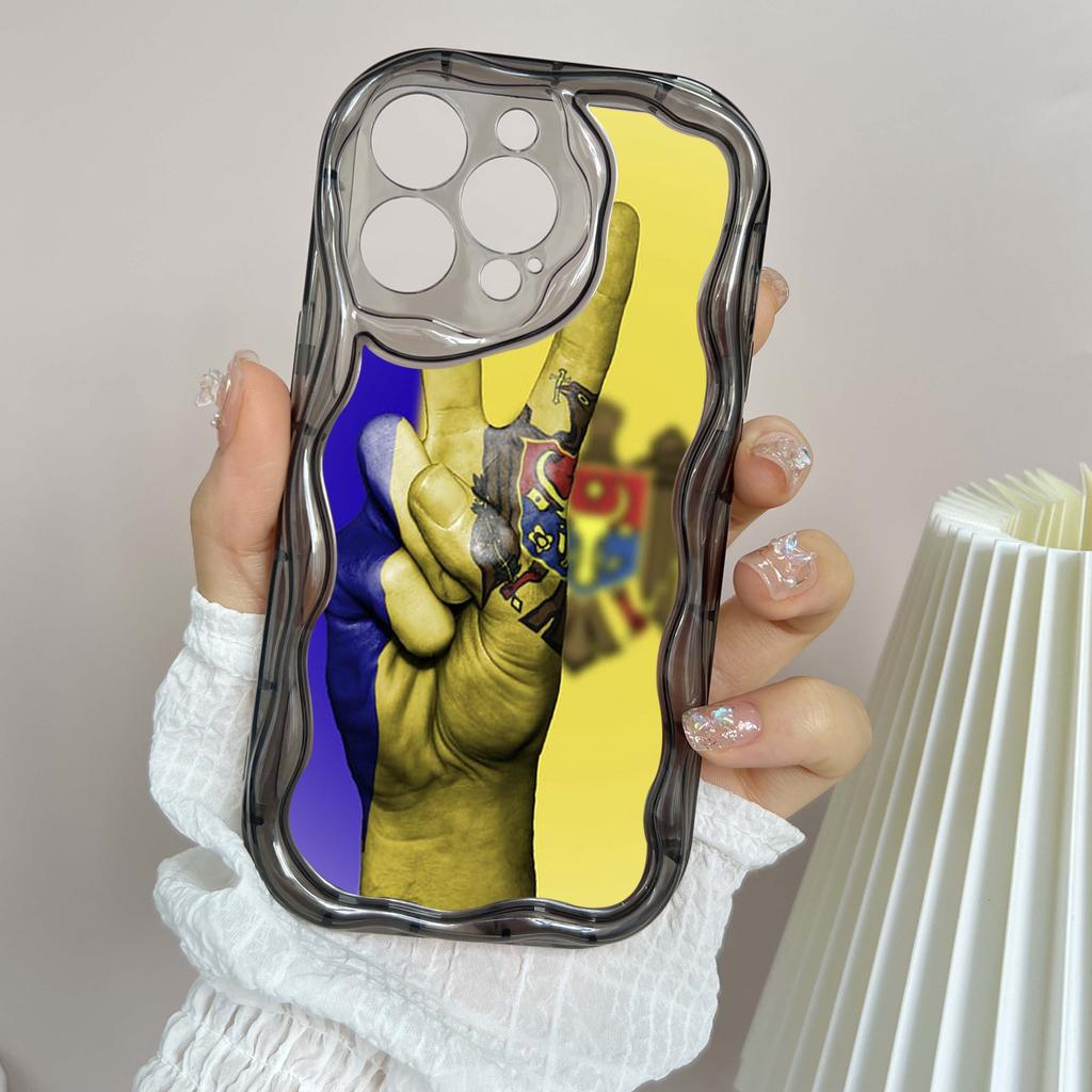 Ae94 Republic of Moldova Flag Protective Phone Cases for Apple iPhone 16 15 14 13 Pro Max 11 12 mini XR 7 8 6s Plus XS Max SE Wave TPU Back Cover