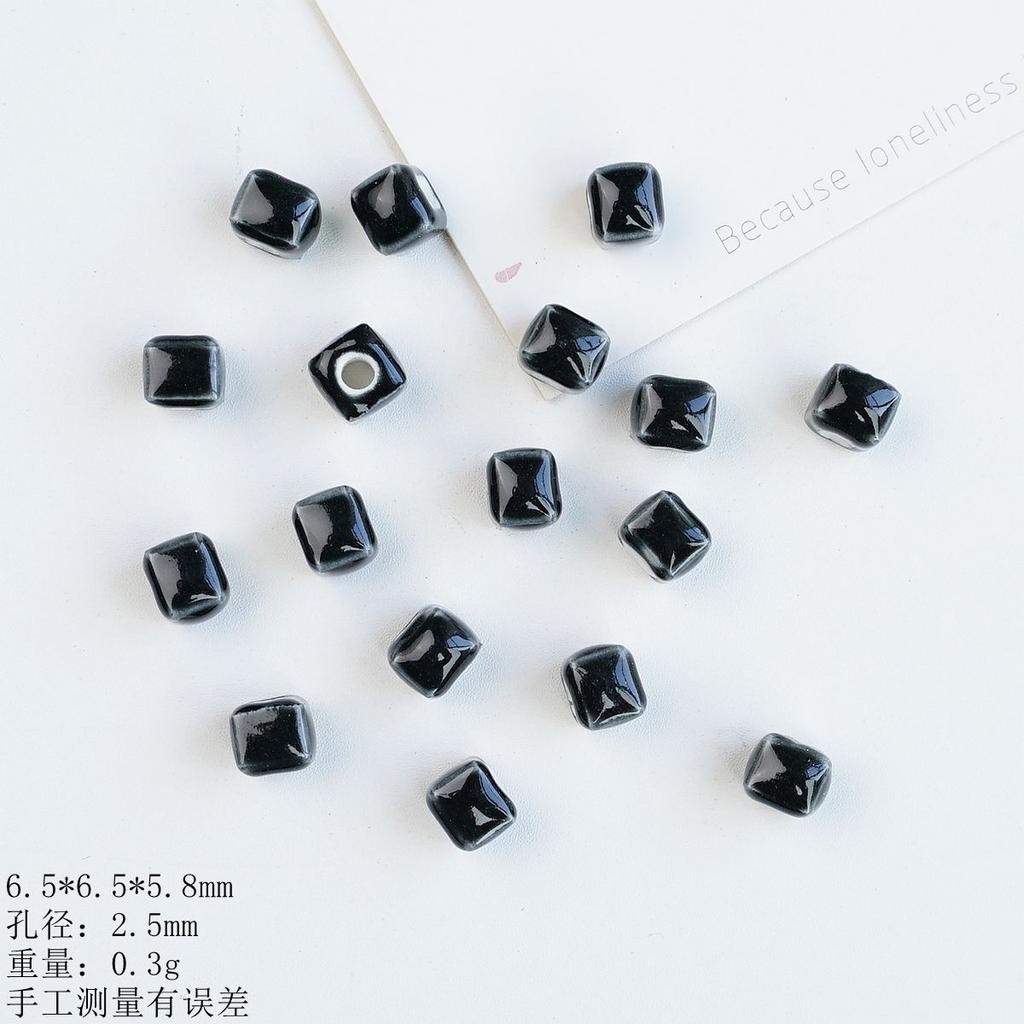 Small square loose beads handmade DIY bead material ceramic necklace bracelet beaded accessories