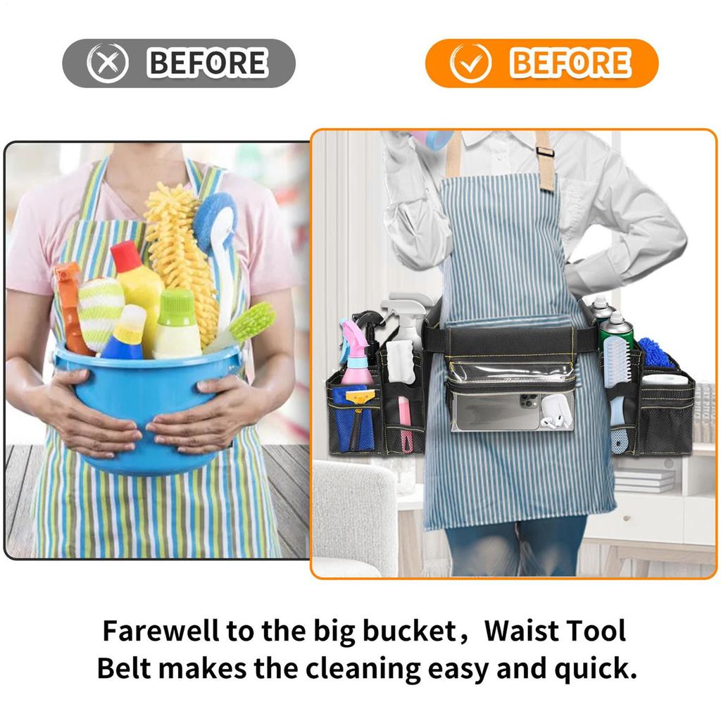 Gardening Tool Belt Adjustable Waterproof Waist Belt Bag Toolbelt With Multiple Pouches Housekeeping Apron For Plumbing