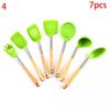 Silicone Kitchenware Non-Stick Heat-resistant Cookware Kitchen Utensils Set Spatula Shovel Spoon Wooden Handle Cooking Tool Set