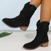 Fashion Women's Pleated Mid-heeled Ankle Boots for Women Autumn/winter Pointed Square Heel Design Comfortable Women's Boots Sizes 36-43