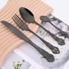 24 Teile/satz Vintage Geschirr Set Edelstahl Besteck Set Schwarz Besteck Set Messer Gabel Kaffee Löffel Geschirr Küche Besteck