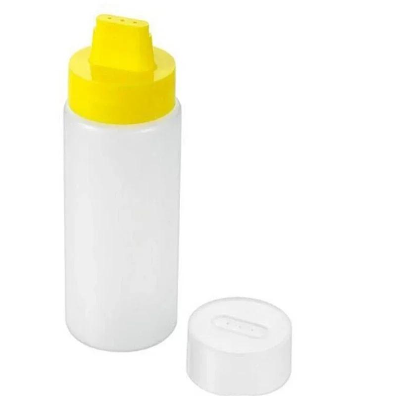 300ml 4otvorová láhev na omáčku na kečup, hořčici, majonézu, olivový olej, stlačovací dávkovač, silikonová láhev, kuchyňské doplňky, nářadí