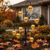 Solar Garden Lights Halloween Tree Stump Light, Powered Stake Twinkling Light Yard Stakes with Ghost Pumpkin Cat Ornaments, Vintage Glowing