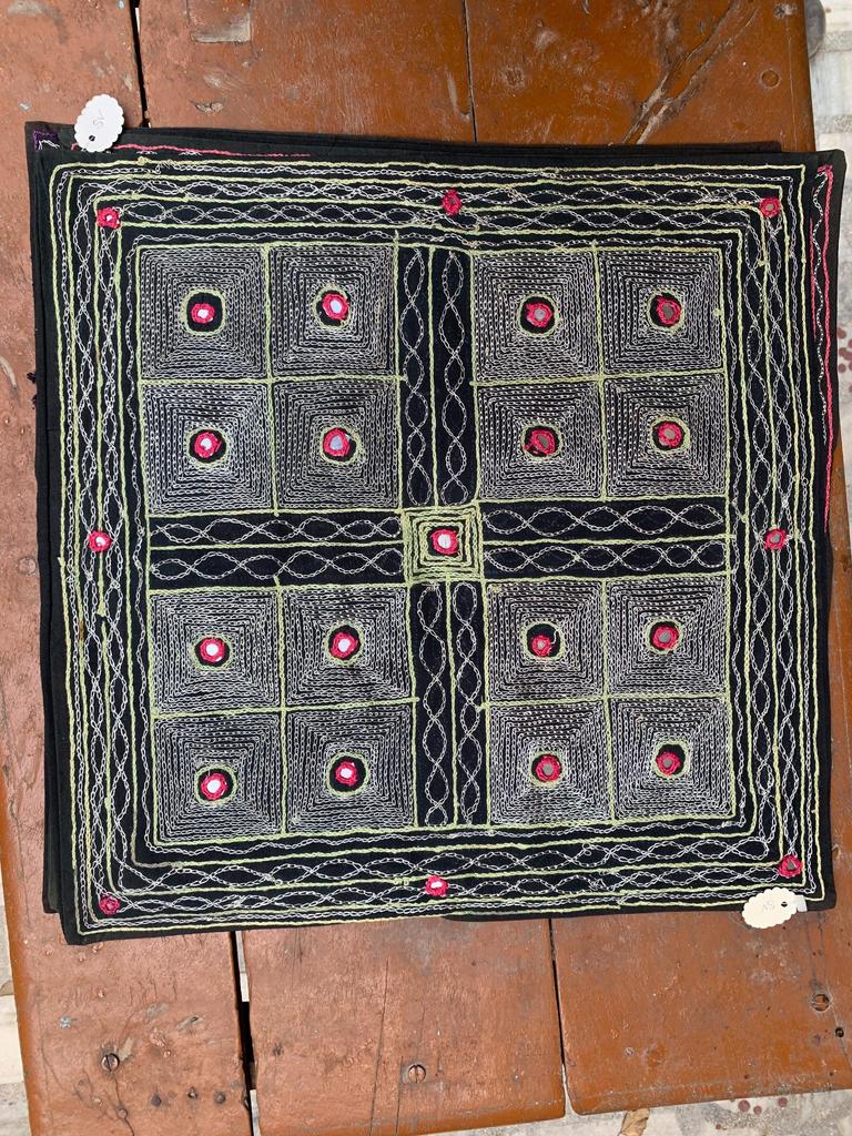 Hand Embroidered Cotton Pillow Cover: Bohemian Cushion (40"x 40")