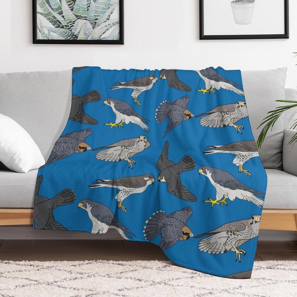 Peregrine Falcons Throw Blanket Thin Soft Blanket for Summer Night Sleeping