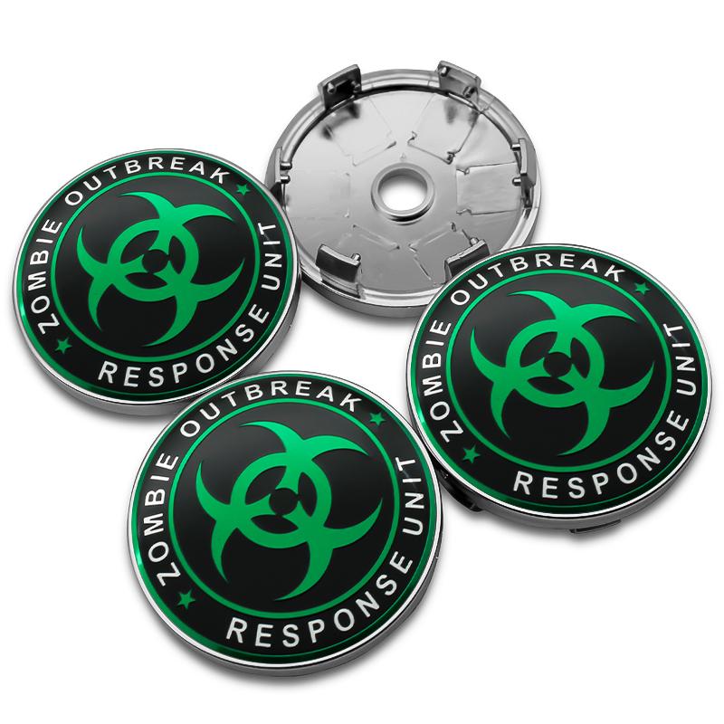 4PCS 56MM 60MM Zombie Outbreak Emblem Wheel Center Hub Cap Car Rims Dust-proof Cover Hubcaps Sticker Auto Styling Accessories