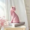 Minimalistische Rosa Katze Harzfigur Dekorative Skulptur Ornament mit Goldenen Ohrakzenten für Zuhause Wohnzimmer Tischplatte Display